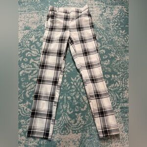 H&M Girls Plaid Stretch slacks- Black & White